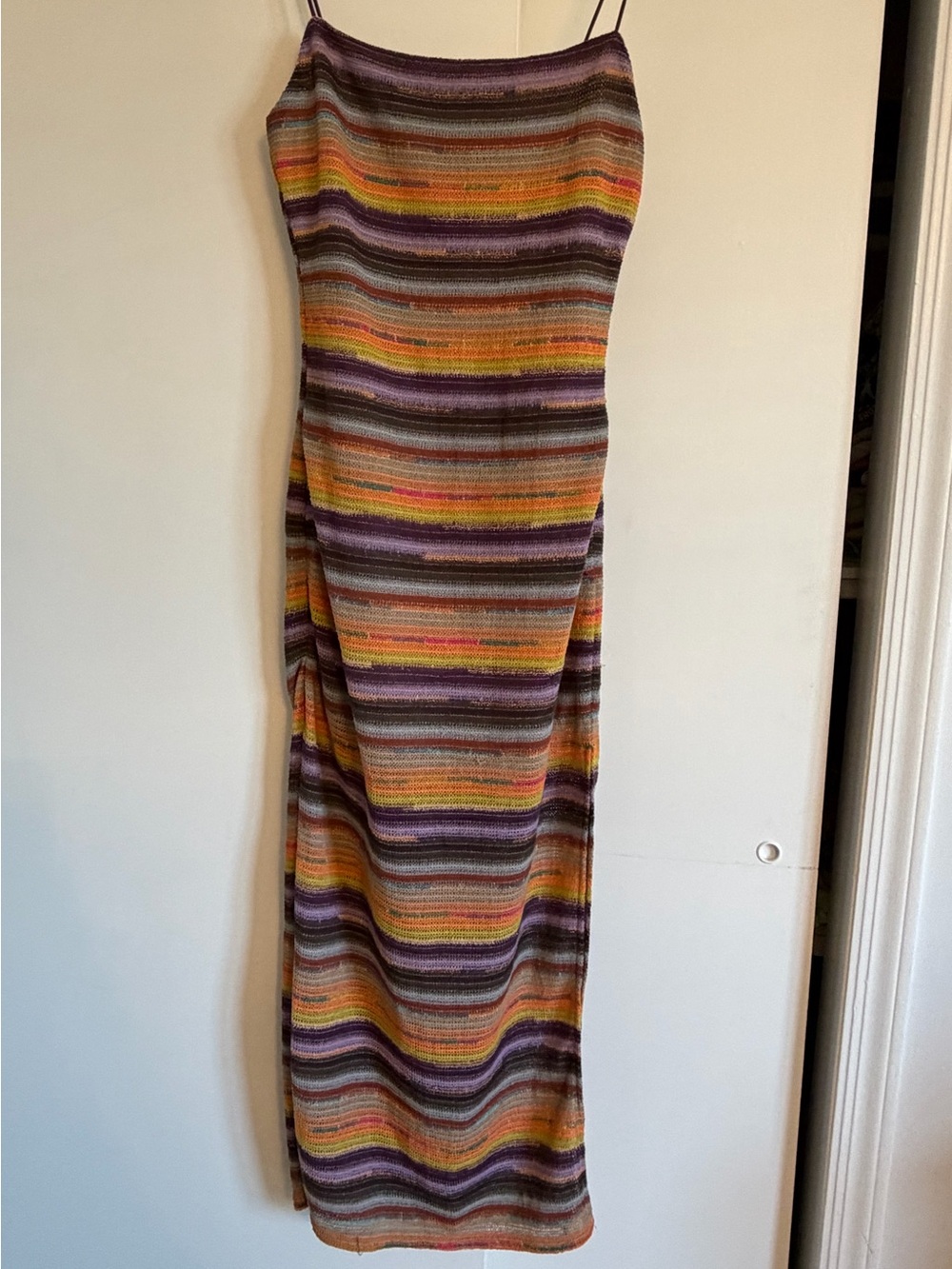 Striped Multicolor Spaghetti Strap Maxi Dress
